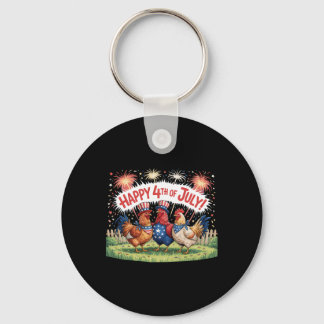 Chicken 4th Of July Farm Independence Day Usa Fire Key Ring
