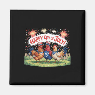 Chicken 4th Of July Farm Independence Day Usa Fire Magnet