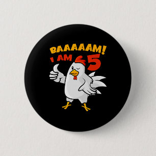 Chicken 5th Birthday Party Farm Chick Rnyard Cluck 6 Cm Round Badge