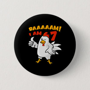 Chicken 7th Birthday Party Farm Chick Rnyard Cluck 6 Cm Round Badge