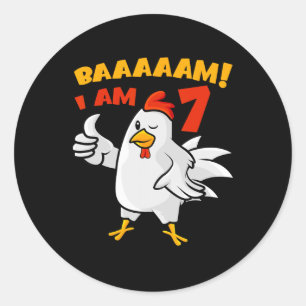 Chicken 7th Birthday Party Farm Chick Rnyard Cluck Classic Round Sticker