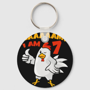 Chicken 7th Birthday Party Farm Chick Rnyard Cluck Key Ring