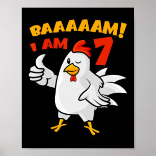 Chicken 7th Birthday Party Farm Chick Rnyard Cluck Poster