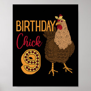 Chicken 9th Birthday Chick Cluck Rn Party Farm Rny Poster