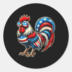Chicken American Flag Usa Farmer Funny 4th Of July Classic Round Sticker