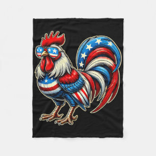 Chicken American Flag Usa Farmer Funny 4th Of July Fleece Blanket
