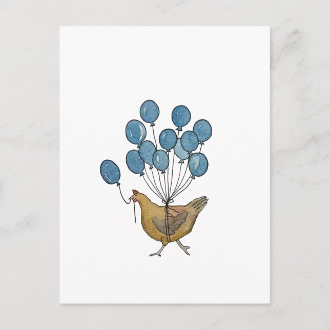 chicken and balloons postcard (Front)