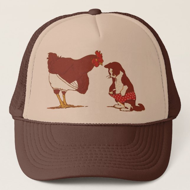 Chicken And Cat Panties Trucker Hat (Front)