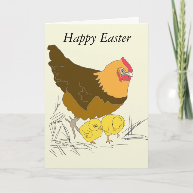 Chicken and Chicks Easter Holiday Card (Front)