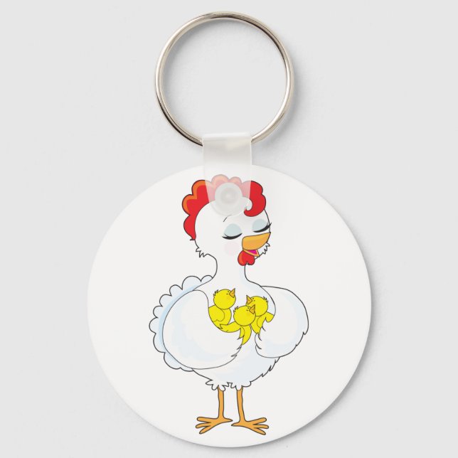Chicken and Chicks Key Ring (Front)