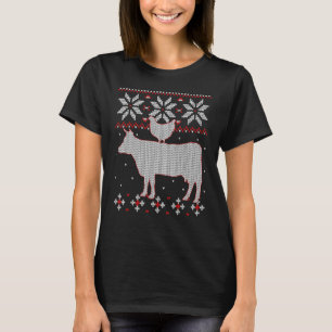 Chicken And Cow Ugly Christmas Cattle Farmer Pig T-Shirt