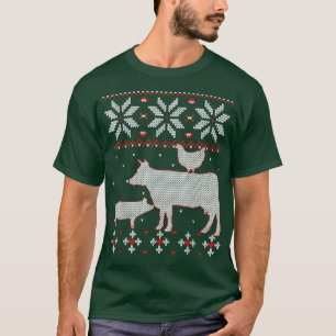 Chicken And Cow Ugly Christmas Sweater, Cattle Far T-Shirt
