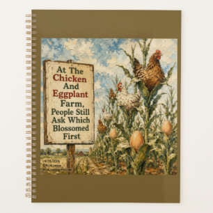 Chicken And Eggplant Farm Surreal Country Cartoon Planner