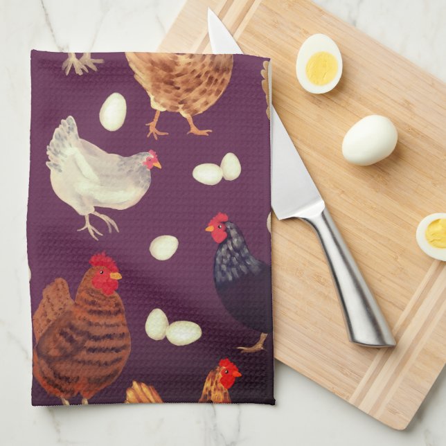 Chicken and Eggs Kitchen Towel (Quarter Fold)