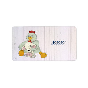 Chicken and mouse personalized label