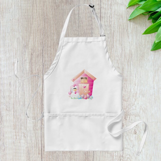 Chicken and Pink Hen House with Flowers Standard Apron (Creator Uploaded)