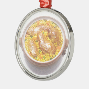 Chicken and Rice Metal Ornament