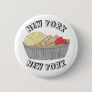 Chicken and Rice Platter Plate NYC Halal Cart Food 6 Cm Round Badge