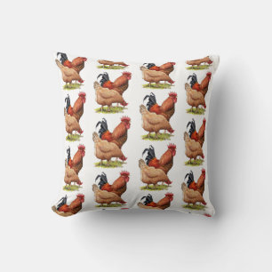 Chicken And Rooster Art, Poultry, Farm Animals Cushion
