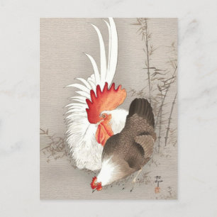 Chicken and Rooster by Ohara Koson Postcard