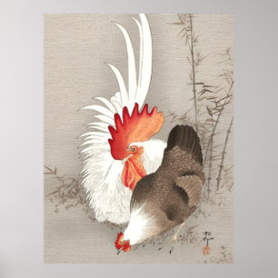 Chicken and Rooster by Ohara Koson Poster