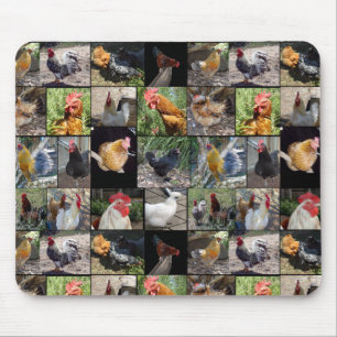 Chicken,And Rooster Photo Collage, Mouse Pad
