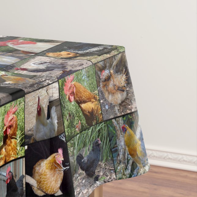 Chicken And Rooster Photo Collage, Tablecloth (In Situ)