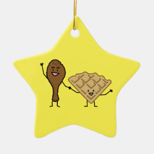 Chicken and Waffles American & Southern Cooking Ceramic Tree Decoration