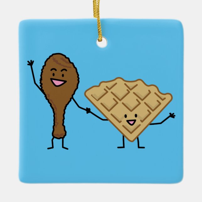 Chicken and Waffles American & Southern Cooking Ceramic Tree Decoration (Front)