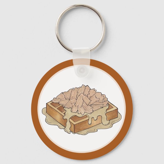 Chicken and Waffles Pennsylvania Dutch Amish Food Key Ring (Front)