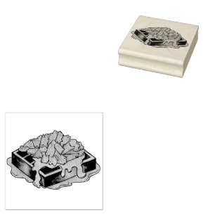 Chicken and Waffles Pennsylvania Dutch Amish Food Rubber Stamp