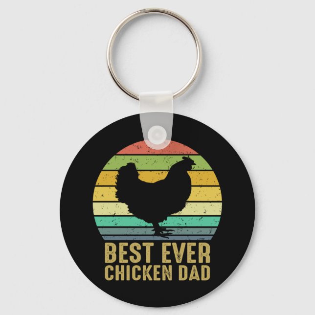 Chicken Art Best Ever Chicken Dad Key Ring (Front)