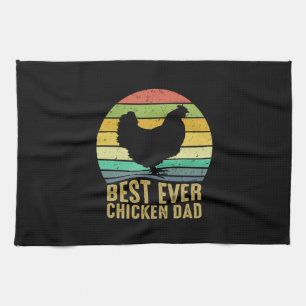 Chicken Art Best Ever Chicken Dad Tea Towel