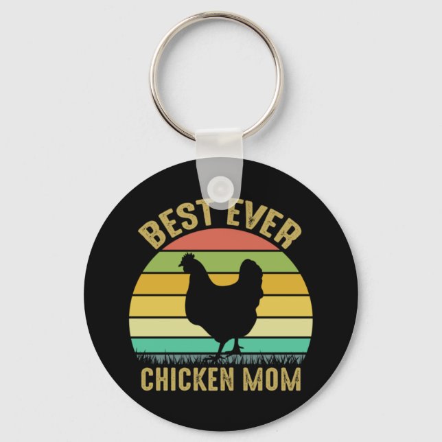 Chicken Art Best Ever Chicken Mum Key Ring (Front)
