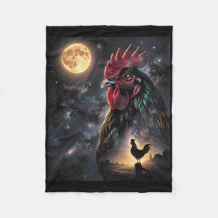 Chicken Art Celestial Moon Galaxy Poultry Farm Nat Fleece Blanket