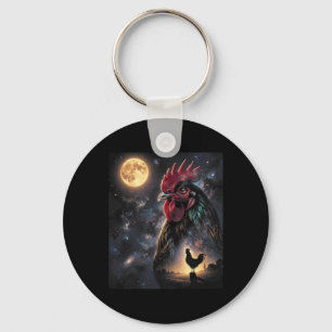Chicken Art Celestial Moon Galaxy Poultry Farm Nat Key Ring