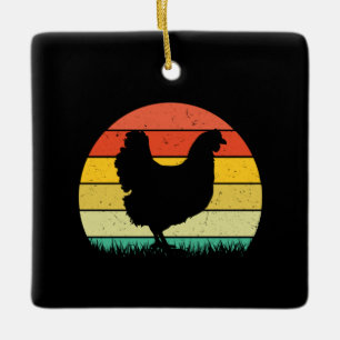 Chicken Art Chicken Retro Vintaage Ceramic Ornament