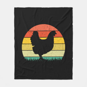 Chicken Art Chicken Retro Vintaage Fleece Blanket