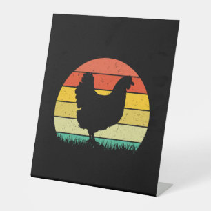 Chicken Art Chicken Retro Vintaage Pedestal Sign