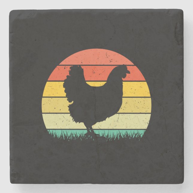 Chicken Art Chicken Retro Vintaage Stone Coaster (Front)
