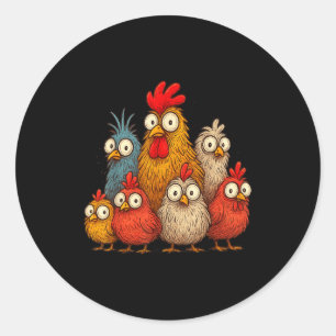 Chicken Art Crazy Chicken For Men Women Kid Boy Fa Classic Round Sticker