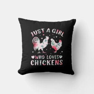 Chicken Art Girl Who Loves Chickens Cushion