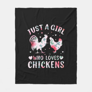Chicken Art Girl Who Loves Chickens Fleece Blanket
