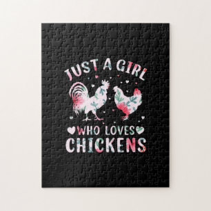 Chicken Art Girl Who Loves Chickens Jigsaw Puzzle
