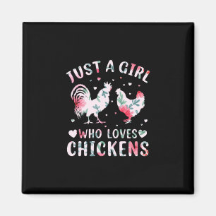 Chicken Art Girl Who Loves Chickens Magnet