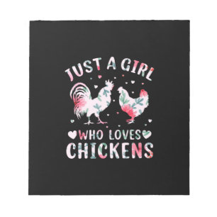 Chicken Art Girl Who Loves Chickens Notepad