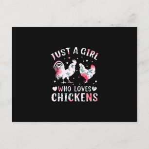 Chicken Art Girl Who Loves Chickens Postcard