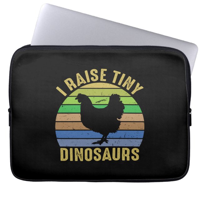 Chicken Art I Raise Tiny Dinosaurs Laptop Sleeve (Front)