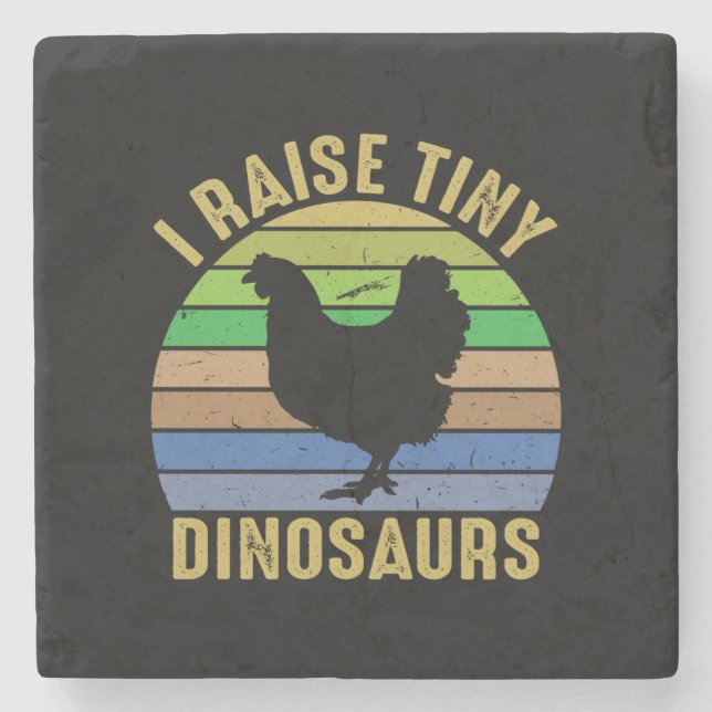 Chicken Art I Raise Tiny Dinosaurs Stone Coaster (Front)