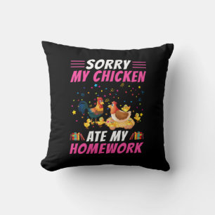 Chicken Art My Chicken Ate My Homework Cushion